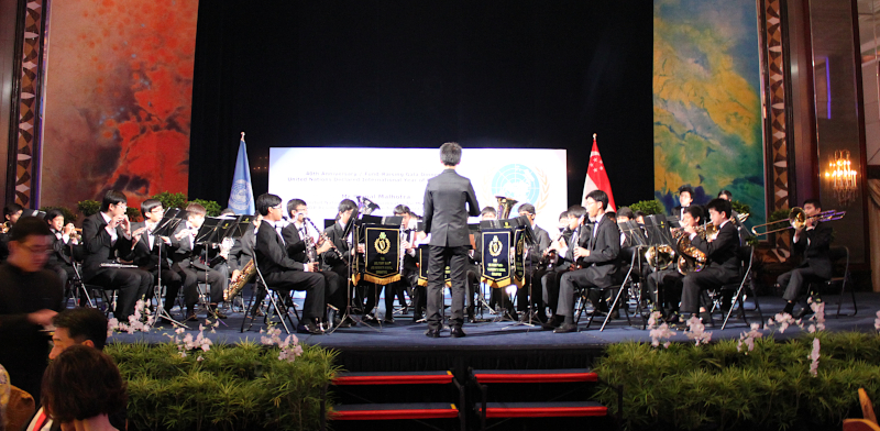 The award-winning St. Patrick's School Military Band performing at the UNAS 40th Anniversary Gala Dinner