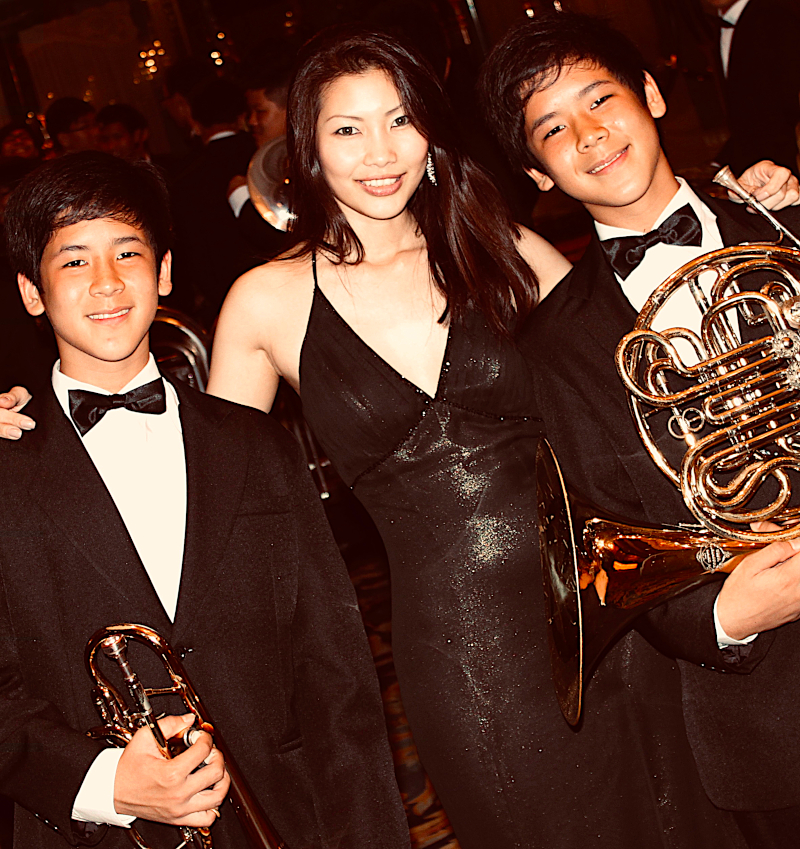Cheryl Marie Cordeiro with cousins Marc and Matt Cordeiro of the St. Patrick's School Military Band